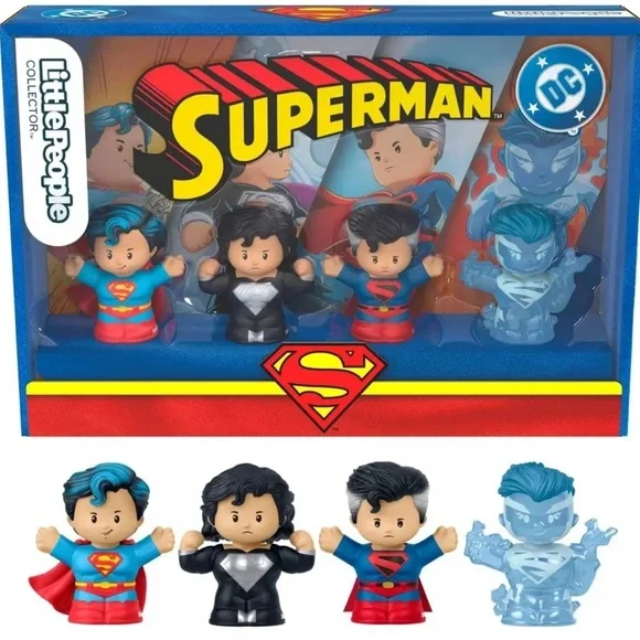Little People Collector DC Superman Figures Fisher Price 4 pc Set Brand New - Picture 1 of 6